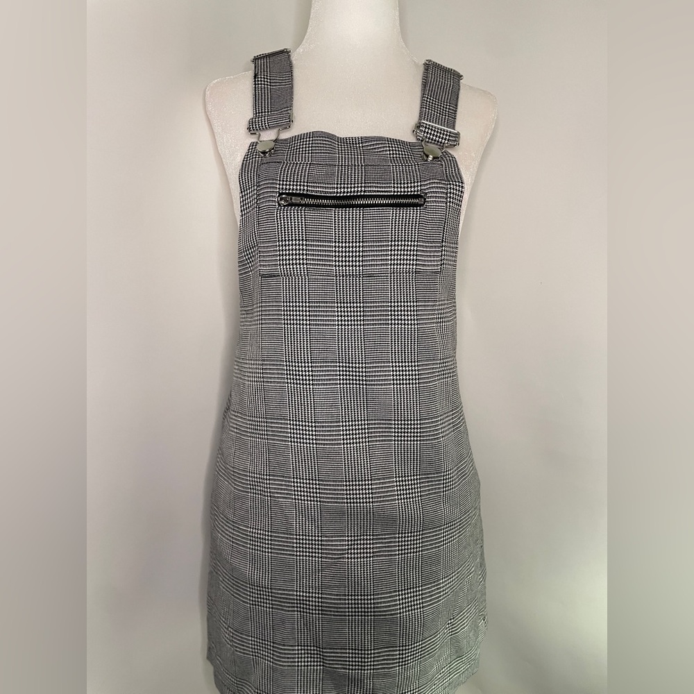 Black and White Plaid overall Dress